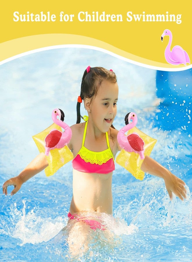 HeySplash Inflatable Arm Bands for Kids, Floatation Sleeves Floats Tube Water Wings Swimming Arm Floats Cute, Flamingo Yellow - Image 2